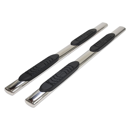 Trailfx NERF BAR OVAL 5 With Step Pads 5 Inch Oval Straight Polished Stainless Steel With Welded End Ca A7014S
